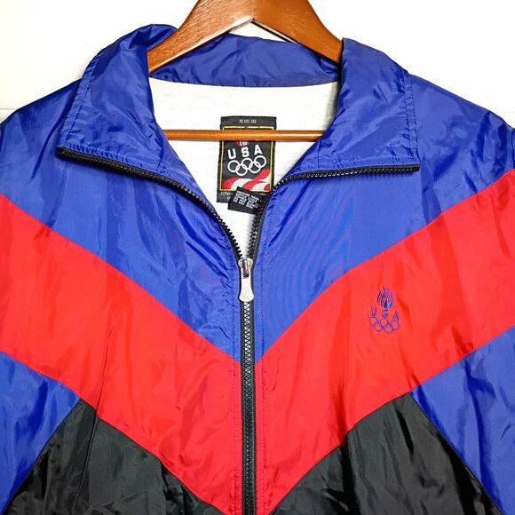 Vintage 90s Team USA Olympics Windbreaker Loose Fit Embroidered Men's M Atlanta - Picture 3 of 10